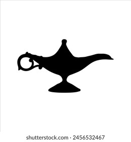 Aladdin lamp silhouette isolated on white background. Aladdin lamp icon vector illustration.