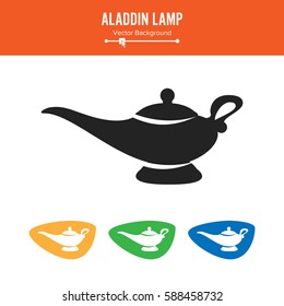 Aladdin Lamp Vector. Simple Black Silhouette Symbol Isolated On White Background.