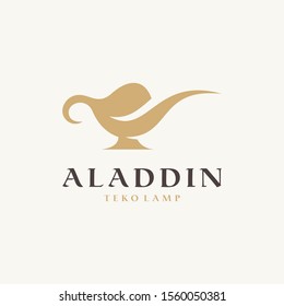 Aladdin teapot logo design vector with silhouette and luxury style