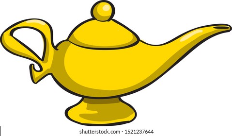 Aladdins lamp, illustration, vector on white background.