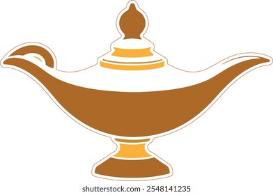Lámpara mágica de Aladdin Diseño de Ilustración vectorial de colores (Versión: 05)