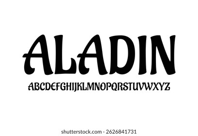 Aladin Font – Uppercase Letters, Numbers, and Symbols | Clean Isolated Vector Typography