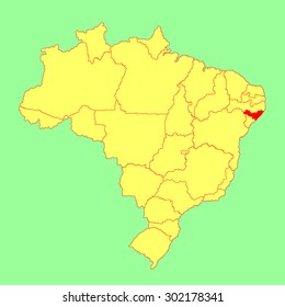 Alagoas, Brazil, vector map isolated on Brazil map. Editable vector map of Brazil. 