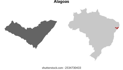 Conjunto de mapa de contorno en blanco del estado de Alagoas