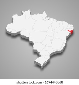 Alagoas state location within Brazil 3d map