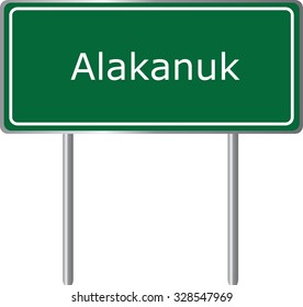 Alakanuk , Alaska , road sign green vector illustration, road table, USA city