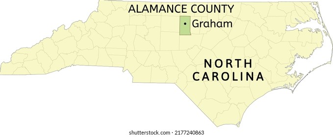 Alamance County and city of Graham location on North Carolina state map