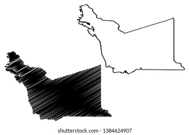 Alameda County, California (Counties in California, United States of America,USA, U.S., US) map vector illustration, scribble sketch Arroyo de la Alameda map