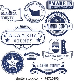 Alameda county, California. Set of generic stamps and signs.