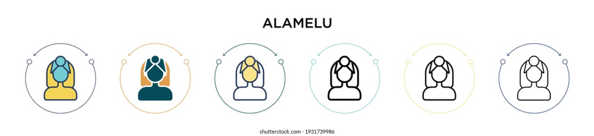 Alamelu icon in filled, thin line, outline and stroke style. Vector illustration of two colored and black alamelu vector icons designs can be used for mobile, ui, web