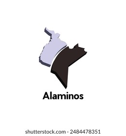 Plantilla de diseño de Vector del mapa del mundo de la ciudad de Alaminos, estilo gráfico aislado en el fondo blanco, conveniente para su compañía