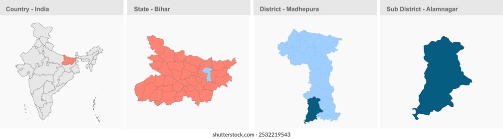 Alamnagar map, Madhepura District, Bihar State, Republic of India, Government of Bihar, Indian territory, Eastern India, politics, village, tourism