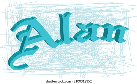 Alan name for a boy set over a blue grungy background