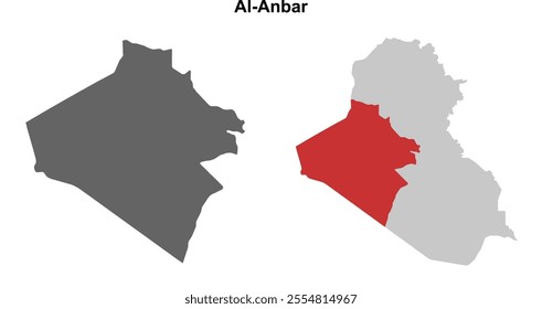 Al-Anbar governorate blank outline map set