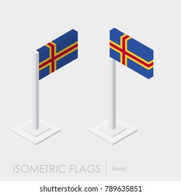 Aland flag 3d isometric style