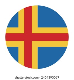 Bandera de Aland. Icono de indicador de botón. Color estándar. Indicador de icono de círculo. Ilustración del equipo. Ilustración digital. Ilustración vectorial.