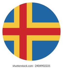 Aland flag. Button flag icon. Standard color. Circle icon flag. Computer illustration. Digital illustration. Vector illustration.