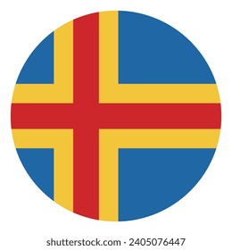 Aland flag. Button flag icon. Standard color. Circle icon flag. Computer illustration. Digital illustration. Vector illustration.