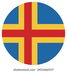Aland flag. Button flag icon. Standard color. Circle icon flag. Computer illustration. Digital illustration. Vector illustration.