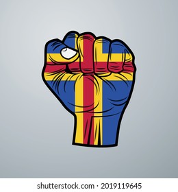 Bandera de aland con diseño manual aislado en fondo blanco. Ilustración del vector