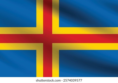 Aland flag official colors and proportion digital vector illustration. Pleated flag.