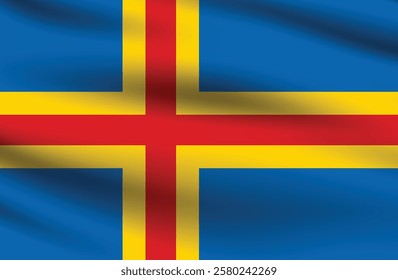 Aland flag official colors and proportion digital vector illustration. Pleated flag.