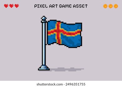 Aland Flagge Pixel Kunst Retro-Videospiel 2d Asset Illustration isoliert vektoriell skandinavischen Land Wikinger nordische Nation Europa Euro