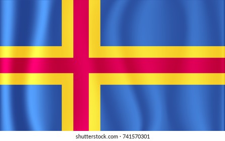 Aland flag vector. Vector Aland flag blowig in the wind.