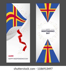 Aland Happy independence day Confetti Celebration Background Vertical Banner set