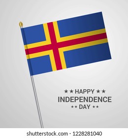 Aland Independence day typographic design with flag vector