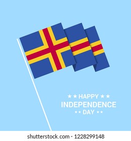 Aland Independence day typographic design with flag vector