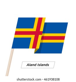 Aland Island Ribbon Waving Flag Isolated on White. Vector Illustration. Aland Island Flag with Sharp Corners