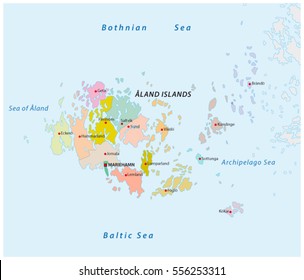 Aland islands administrative and political vector map