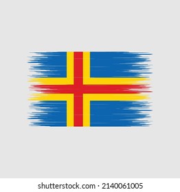 Aland Islands Flag Brush Strokes. National Flag