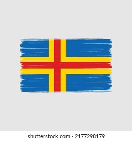 Aland Islands Flag Brush Strokes. National Flag