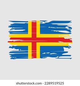 Ilustración del vector de pincel de bandera de las islas Aland