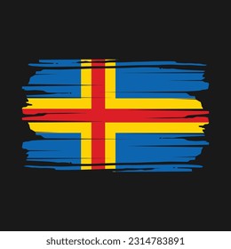 Aland Islands Flag Brush Vector Illustration