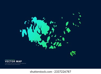 Aland Islands map of abstract gradient green blue concept with technology light effect vector.