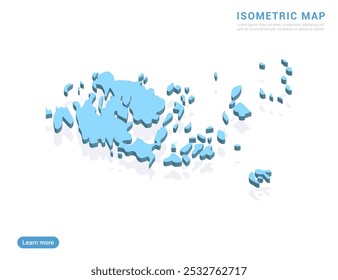 Aland Islands map blue on white background with isometric vector.