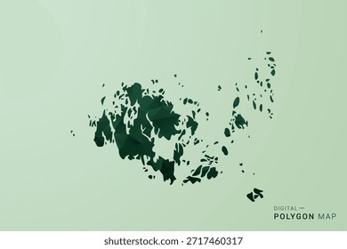 Aland Islands Map - Ilustração de vetor estilo polígono verde, baixo projeto geométrico poly com Silhueta limpa no fundo verde macio.