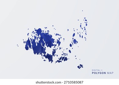 Aland Islands Map - Ilustração de vetor estilo polígono em gradiente azul profundo, baixo projeto geométrico poly, Silhueta limpa isolada no fundo branco para infográficos.