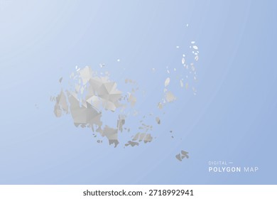 Aland Islands Map - estilo polígono vetor ilustração em cinza, branco e azul Tom, baixo-poli design geométrico, silhueta mínima, adequado para infográfico e design moderno.