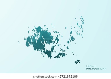 Aland Islands Map - Ilustração vetorial estilo polígono em azul-verde azul-escuro design geométrico baixo poli, silhueta mínima moderna.