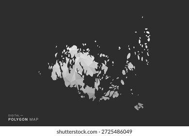 Aland Islands Map - Polygon style vector illustration in black, gray and white low poly geometric design, minimal silhouette, isolated for infographic.