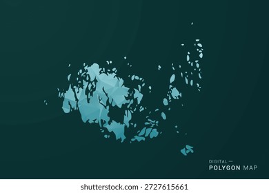 Aland Islands Map - Ilustración vectorial de estilo polígono en diseño geométrico de bajo poli verde y azul, silueta mínima limpia para infografía.