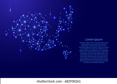 Aland Islands map of polygonal mosaic lines network, rays and space stars of vector illustration.