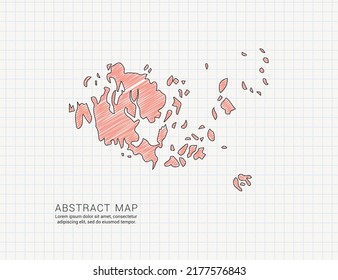 Aland Islands map of vector color silhouette chaotic hand drawn scribble sketch on grid paper.