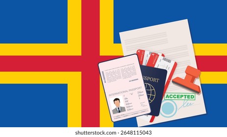Aland Islands Passport and Travel Documents Illustration