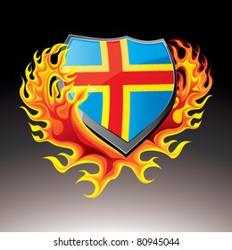 aland islands shield in flame