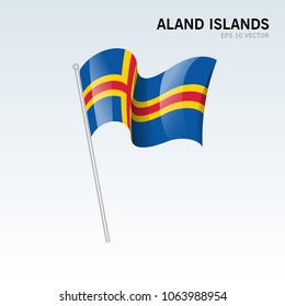 Aland Islands waving flag isolated on gray background
